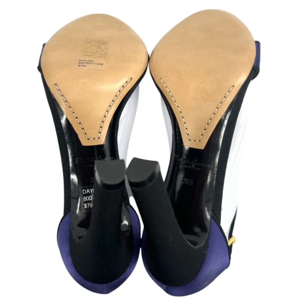 Ralph‎ Lauren Collection Daylen Bow Satin Sandal purple sz